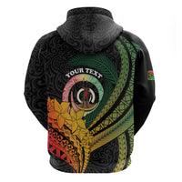 Personalised Vanuatu Independence Day Zip Hoodie July 30 Pig Tusk Long God Yumi Stanap