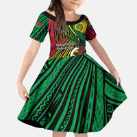 Halo Vanuatu Family Matching Mermaid Dress and Hawaiian Shirt Happy 45th Independence Anniversary LT14 Daughter's Dress Black - Polynesian Pride