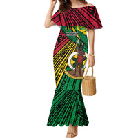 Halo Vanuatu Family Matching Mermaid Dress and Hawaiian Shirt Happy 45th Independence Anniversary LT14 Mom's Dress Black - Polynesian Pride