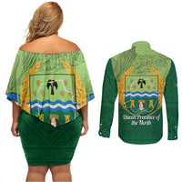 Isabela Philippines Couples Matching Off Shoulder Short Dress and Long Sleeve Button Shirt Queen Province Of The North LT14 - Polynesian Pride