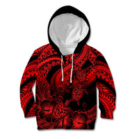 Personalised Polynesian Kid Hoodie Tribal Honu Turtle with Hibiscus Red Version LT14 Hoodie Red - Polynesian Pride
