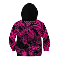 Personalised Polynesian Kid Hoodie Tribal Honu Turtle with Hibiscus Pink Version LT14 - Polynesian Pride