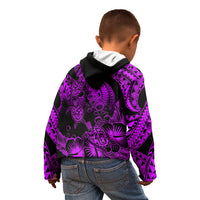 Personalised Polynesian Kid Hoodie Tribal Honu Turtle with Hibiscus Purple Version LT14 - Polynesian Pride