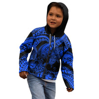 Personalised Polynesian Kid Hoodie Tribal Honu Turtle with Hibiscus Blue Version LT14 - Polynesian Pride