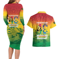 Vanuatu Indipendens Dei Couples Matching Long Sleeve Bodycon Dress and Hawaiian Shirt Yumi 46th Independence Anniversary LT14 - Polynesian Pride