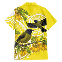 Bellbird New Zealand Family Matching Puletasi and Hawaiian Shirt Korimako Kowhai Maori Pattern LT14 - Polynesian Pride