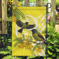Bellbird New Zealand Garden Flag Korimako Kowhai Maori Pattern