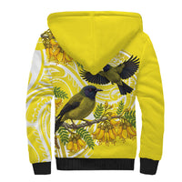 Bellbird New Zealand Sherpa Hoodie Korimako Kowhai Maori Pattern LT14 - Polynesian Pride