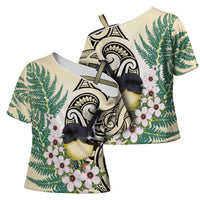 Endemic Tomtit New Zealand Cross Shoulder Shirt Miromiro Manuka Silver Fern Maori Pattern LT14 - Polynesian Pride