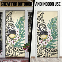 Endemic Tomtit New Zealand Door Cover Miromiro Manuka Silver Fern Maori Pattern LT14 - Polynesian Pride