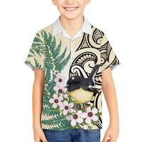 Endemic Tomtit New Zealand Hawaiian Shirt Miromiro Manuka Silver Fern Maori Pattern LT14 - Polynesian Pride