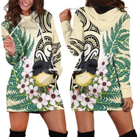 Endemic Tomtit New Zealand Hoodie Dress Miromiro Manuka Silver Fern Maori Pattern LT14 - Polynesian Pride