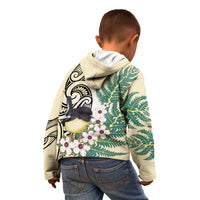 Endemic Tomtit New Zealand Kid Hoodie Miromiro Manuka Silver Fern Maori Pattern LT14 - Polynesian Pride