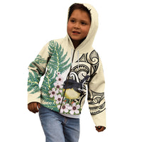 Endemic Tomtit New Zealand Kid Hoodie Miromiro Manuka Silver Fern Maori Pattern LT14 - Polynesian Pride