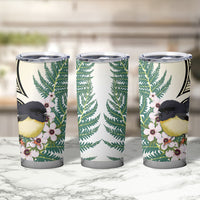 Endemic Tomtit New Zealand Tumbler Cup Miromiro Manuka Silver Fern Maori Pattern LT14 - Polynesian Pride