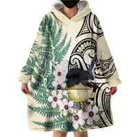 Endemic Tomtit New Zealand Wearable Blanket Hoodie Miromiro Manuka Silver Fern Maori Pattern LT14 - Polynesian Pride
