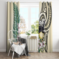 Endemic Tomtit New Zealand Window Curtain Miromiro Manuka Silver Fern Maori Pattern