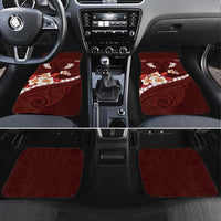 Oxblood Polynesia Car Mats Tribal Pattern Tropical Frangipani