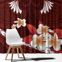 Oxblood Polynesia Window Curtain Tribal Pattern Tropical Frangipani