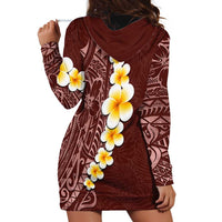 Oxblood Tropical Plumeria With Galaxy Polynesian Art Hoodie Dress