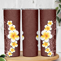 Oxblood Tropical Plumeria With Galaxy Polynesian Art Skinny Tumbler LT14 - Polynesian Pride