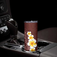 Oxblood Tropical Plumeria With Galaxy Polynesian Art Skinny Tumbler LT14 - Polynesian Pride