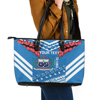 Custom Toa Samoa Rugby Leather Tote Bag Samoan Siva Tau Uso Aso Uma