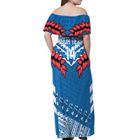 Custom Toa Samoa Rugby Off Shoulder Maxi Dress Samoan Siva Tau Uso Aso Uma