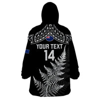 Personalised New Zealand Silver Fern Rugby Wearable Blanket Hoodie Go All Black 2023 World Cup LT14 - Polynesian Pride
