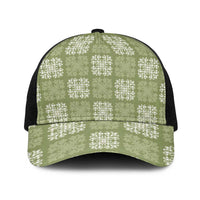 Vesuvian Green Palaka Quilt Hawaii Baseball Net Cap Traditional Hawaii-plaid Pattern LT14 One Size Black Vesuvian Green - Polynesian Pride