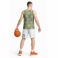 Vesuvian Green Palaka Quilt Hawaii Basketball Jersey Traditional Hawaii-plaid Pattern - Polynesian Pride