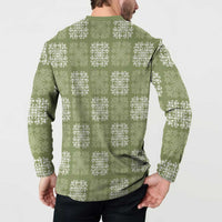 Vesuvian Green Palaka Quilt Hawaii Button Sweatshirt Traditional Hawaii-plaid Pattern LT14 - Polynesian Pride