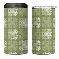 Vesuvian Green Palaka Quilt Hawaii 4 in 1 Can Cooler Tumbler Traditional Hawaii-plaid Pattern - Polynesian Pride
