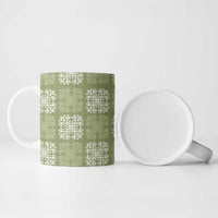 Vesuvian Green Palaka Quilt Hawaii Ceramic Mug Traditional Hawaii-plaid Pattern - Polynesian Pride