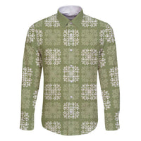 Vesuvian Green Palaka Quilt Hawaii Family Matching Puletasi and Hawaiian Shirt Traditional Hawaii-plaid Pattern LT14 Dad's Shirt - Long Sleeve Vesuvian Green - Polynesian Pride