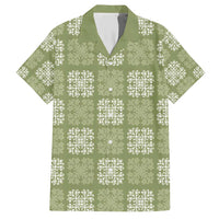 Vesuvian Green Palaka Quilt Hawaii Family Matching Short Sleeve Bodycon Dress and Hawaiian Shirt Traditional Hawaii-plaid Pattern - Polynesian Pride
