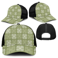 Vesuvian Green Palaka Quilt Hawaii Mesh Trucker Cap Traditional Hawaii-plaid Pattern LT14 - Polynesian Pride