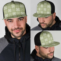Vesuvian Green Palaka Quilt Hawaii Mesh Trucker Cap Traditional Hawaii-plaid Pattern LT14 - Polynesian Pride