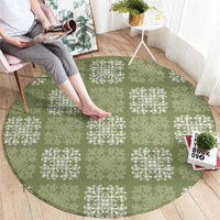 Vesuvian Green Palaka Quilt Hawaii Round Carpet Traditional Hawaii-plaid Pattern - Polynesian Pride