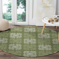Vesuvian Green Palaka Quilt Hawaii Round Carpet Traditional Hawaii-plaid Pattern - Polynesian Pride
