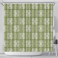 Vesuvian Green Palaka Quilt Hawaii Shower Curtain Traditional Hawaii-plaid Pattern - Polynesian Pride