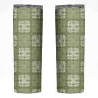 Vesuvian Green Palaka Quilt Hawaii Skinny Tumbler Traditional Hawaii-plaid Pattern - Polynesian Pride