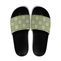 Vesuvian Green Palaka Quilt Hawaii Slide Sandals Traditional Hawaii-plaid Pattern LT14 Vesuvian Green - Polynesian Pride