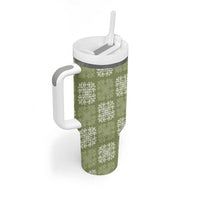 Vesuvian Green Palaka Quilt Hawaii Tumbler With Handle Traditional Hawaii-plaid Pattern - Polynesian Pride