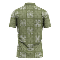 Vesuvian Green Palaka Quilt Hawaii Zipper Polo Shirt Traditional Hawaii-plaid Pattern - Polynesian Pride