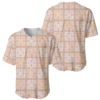 Beige Palaka Quilt Hawaii Baseball Jersey Traditional Hawaii-plaid Pattern - Polynesian Pride