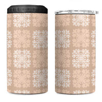 Beige Palaka Quilt Hawaii 4 in 1 Can Cooler Tumbler Traditional Hawaii-plaid Pattern - Polynesian Pride