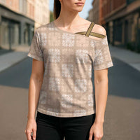 Beige Palaka Quilt Hawaii Cross Shoulder Shirt Traditional Hawaii-plaid Pattern LT14 - Polynesian Pride