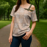 Beige Palaka Quilt Hawaii Cross Shoulder Shirt Traditional Hawaii-plaid Pattern LT14 - Polynesian Pride