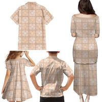 Beige Palaka Quilt Hawaii Family Matching Puletasi and Hawaiian Shirt Traditional Hawaii-plaid Pattern LT14 - Polynesian Pride